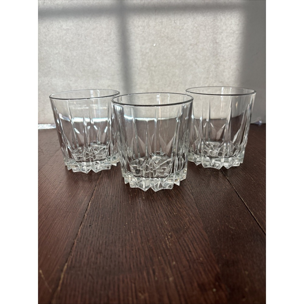 Set Of 3 Vintage Double Old‎ Fashioned Glass Verona by Crystal Clear Industries